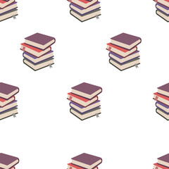 Seamless pattern with cute book on white background. Background for notebooks, textbooks, school and education topics. Vector illustration