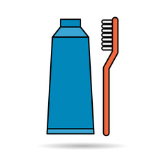 Tooth brush care shadow icon, dental hygiene web sign, health medicine vector illustration
