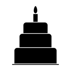 Sweet cake icon, bakery dessert food symbol, happy birthday day graphic vector illustration
