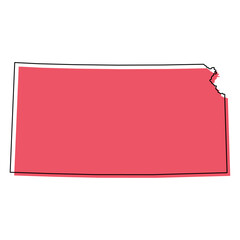 Kansas map shape, united states of america. Flat concept icon symbol vector illustration
