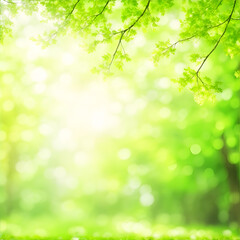 Obraz na płótnie Canvas Natural spring blurred green leaves background