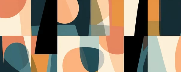 Zelfklevend Fotobehang Boho Modern abstract minimalist geometric print. Contemporary seamless pattern. Fashionable template for design, Generative AI