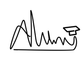 Alumni. Vector lettering illustration on white background.