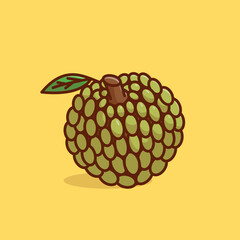 Sugar apple simple cartoon vector illustration fruit nature concept icon isolated