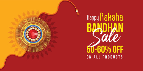 raksha bandhan festival banner design with cretive rakhi illustration