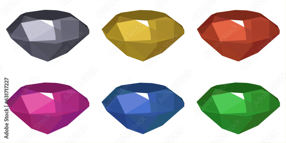 Poster Gems drawn and inspired by 90s console games. Set of multi-colored gems. Pattern of citrus slices. Beautiful slices of lemon, lime, orange, grapefruit completely fill the background.