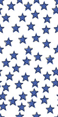 Casual stars blue, patterned ornamental edges. Simple and stylish pattern with stars. Vector for print, interior, wallpaper. Stylish and seamless design.