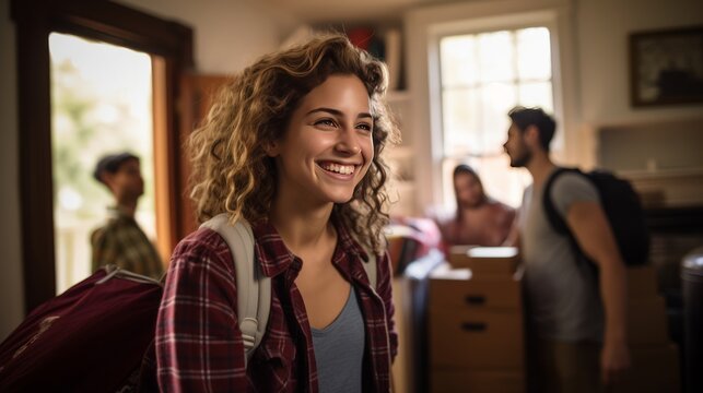 Young Female College Student Moving Her Stuff Out Of Home