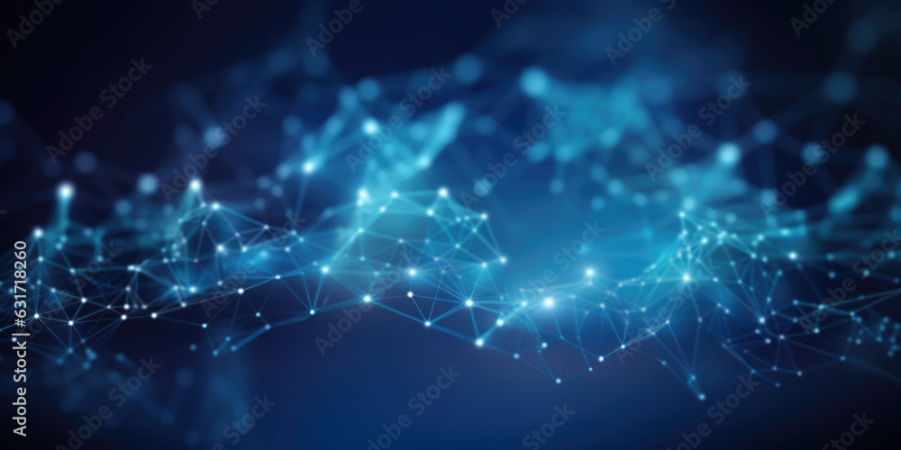 Wall mural abstract blue digital data background. network connection structure. structural connection of inform