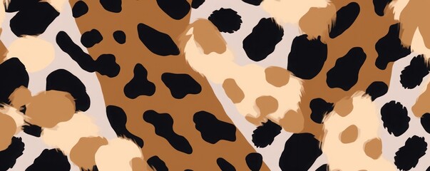 Modern pattern with leopard skin. Creative collage contemporary seamless pattern. Fashionable template for design, Generative AI