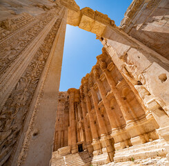 Temple of Bacchus. The ruins of the ancient city of Baalbek in Lebanon. - 631718414