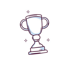 Hand Drawn Trophy icon. winner trophy. Doodle sketch Vector Illustration
