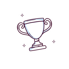 Hand Drawn Trophy icon. winner trophy. Doodle sketch Vector Illustration