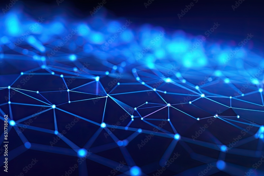 Poster 3d rendering of abstract blue background with connecting dots and lines. abstract blue technology ba