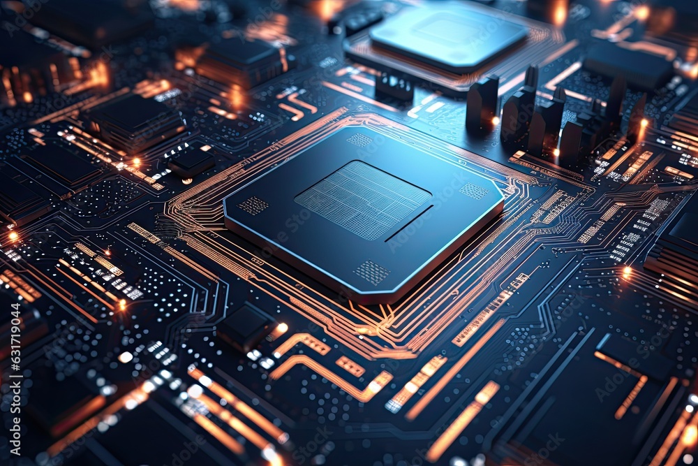 Poster circuit board background. 3d rendering, 3d illustration. abstract technology background with circuit