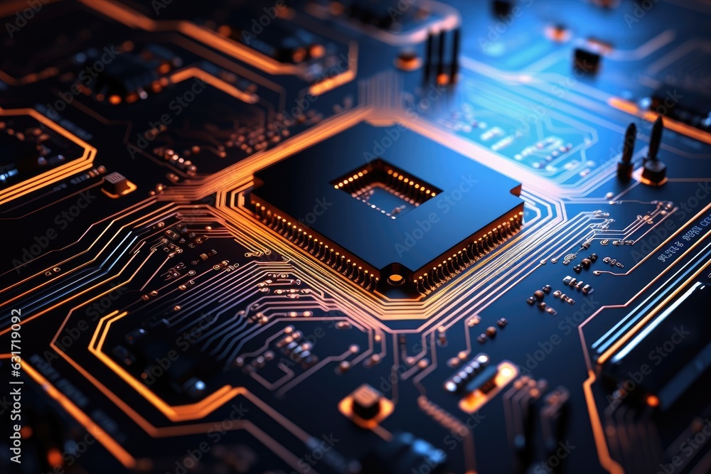 Poster close up of electronic circuit board. technology background. abstract technology background with cir