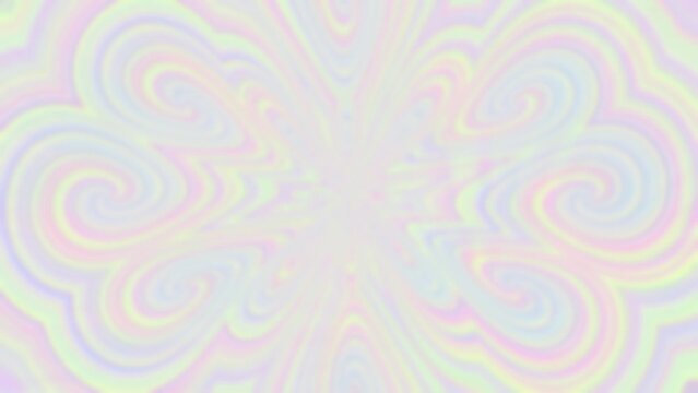 Pastel iridescent abstract gradient background. Soft rainbow colors abstraction. Retro groovy burst animation. Prism blur texture. Tender pink light yellow sky blue lilac lavender purple motion spiral