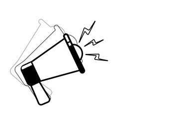 Vector Silhouette Black and White Loudspeaker icons set in outline style. Outline illustration design Speaker Megaphone. Advertising and promotion symbol Social media multimedia, and marketing concept