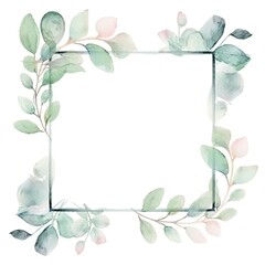 Fototapeta premium Watercolor eucalyptus leaves frame isolated