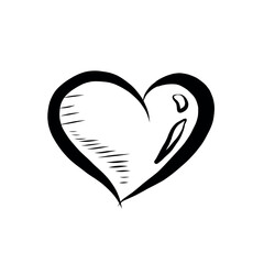 Hand Drawn Doodle Style Hearts Illustration Isolated on White Background Retro Vintage Black Heart Pencil Drawing for Holiday Design Valentine's day, Mother's Day Woman's day Wedding or Birthday cards