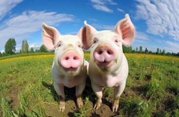Funny pigs portrait