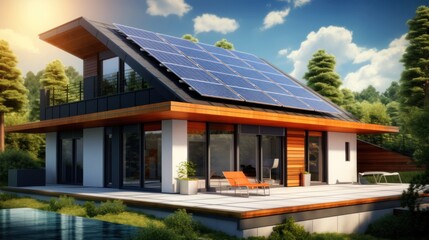 Solar panels on modern house