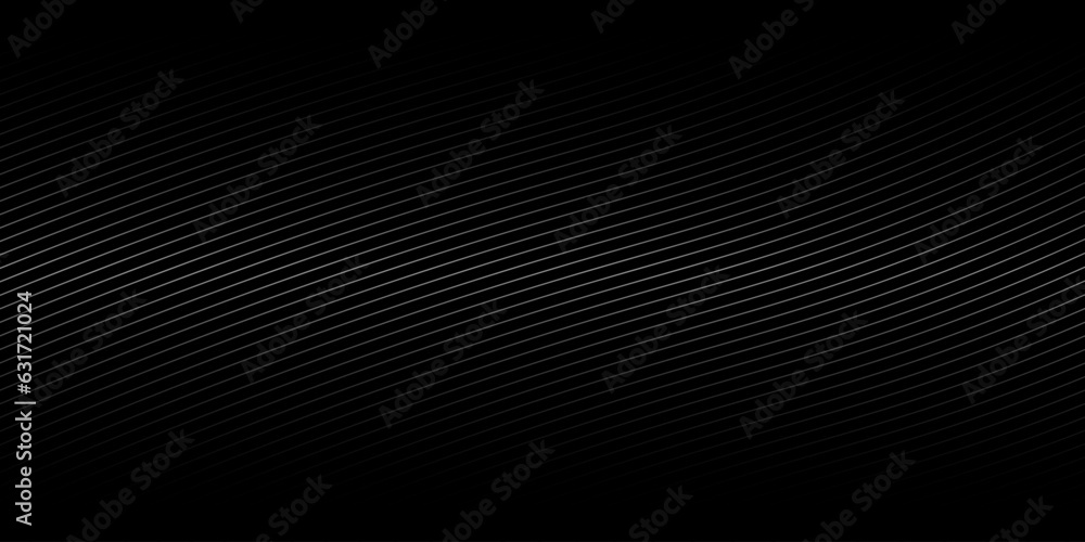 Poster abstract black and white background with curve lines and waves. diagonal lines halftone effect.