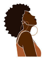 Abstract beautiful black woman portrait illustration. Vector illustration.