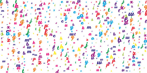 Falling letters of English language. Colorful