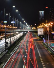 Fototapeta na wymiar traffic at night in busy city