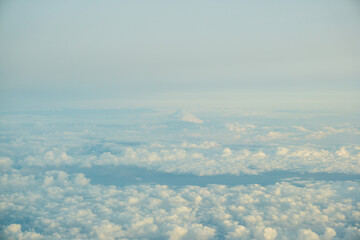 Aerial cloud fog sky with sunride light blue sky background