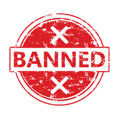 Rubber stamp banned. Vector of seal ink grungy isolated