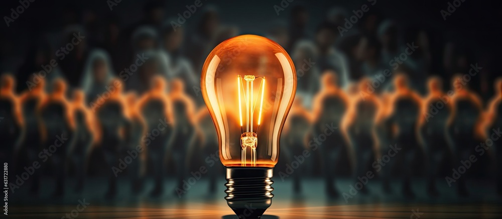Poster individuality is depicted by a bright light bulb that stands out from the crowd, leaving space for c