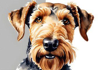 real cute image  Airedale Terrier isolated on transparent background generative ai  