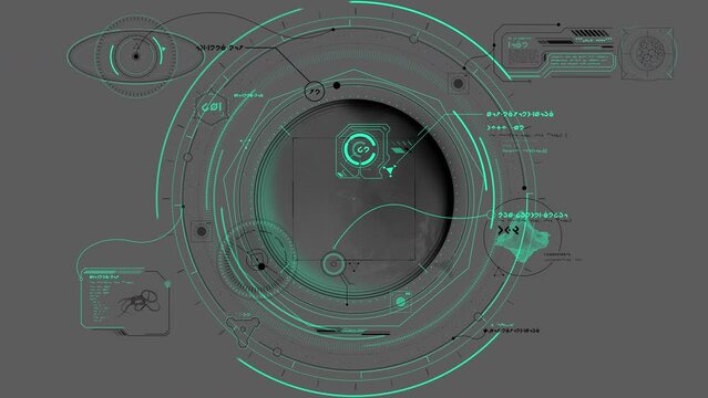 Infographic interface of aliens exploring the planet.