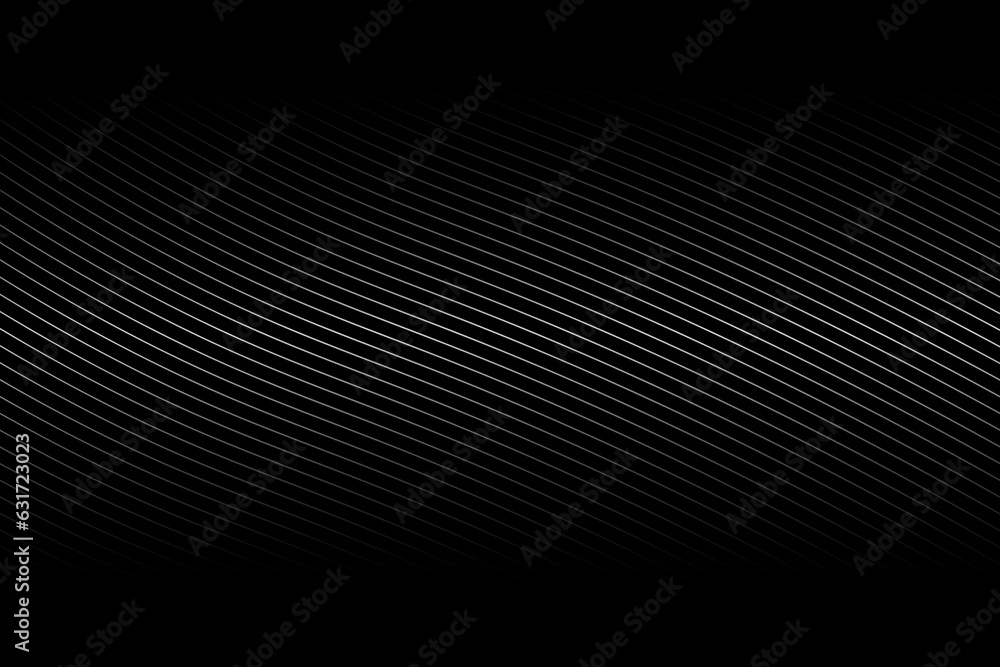 Poster abstract black and white background with curve lines and waves. diagonal lines halftone effect.
