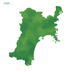 水彩風の地図　宮城県