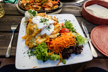 Plate of delicious Mexican style cuisine