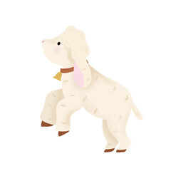 Cute little baby lamb, transparent background. Printable colorful postcard, invitation, poster, sticker, baby shower elements