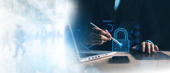 Cyber Security. Data Protection Information from system hacked warning alert, cyber attack on computer network, Virus, Spyware, Malware, Maliciou software. Cybercrime. Compromised information internet