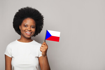 Czech woman holding flag of Czech Republic Education, business, citizenship and patriotism concept
