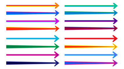 Risograph long straight arrow line element. Horizontal bold lines simple series. Retro flat graphic direction set. Risoprint basic pointing collection. Overlay color thick vector moving path.