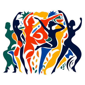 Dancers on abstract background