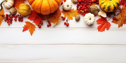 Obraz na płótnie Canvas Halloween background on orange background, halloween pumpkins, jack-o-lantern. Top view with copy space. Halloween and thanksgiving concept.