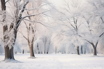 Trees in winter city park, aesthetic look