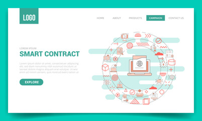 Fototapeta na wymiar smart contract concept with circle icon for website template or landing page homepage