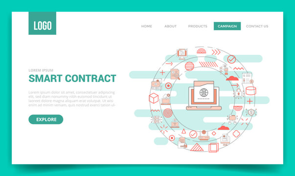smart contract concept with circle icon for website template or landing page homepage