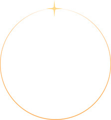 Aesthetic Circle Frame Border Thin Line with Star Accent Design Element