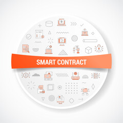 smart contract concept with icon concept with round or circle shape for badge