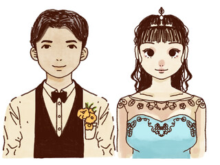 新郎新婦のイラスト素材